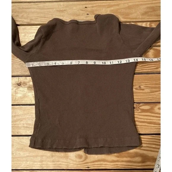 Brandy Melville Ribbed Button Front Top Size Small Women’s Brown - Picture 6 of 7